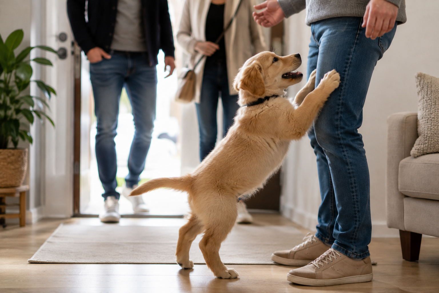 Mon chiot saute sur les invités : comment arrêter ?