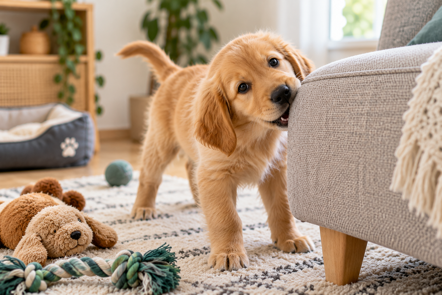Mon chiot mordille les meubles : comment l’en empêcher ?