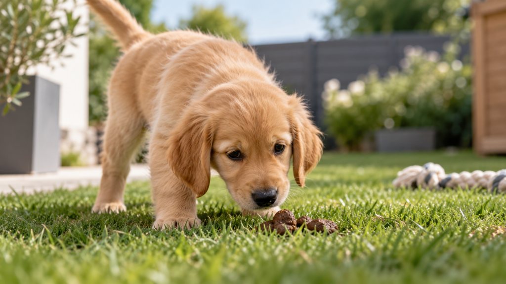 chiot mange ses crottes
